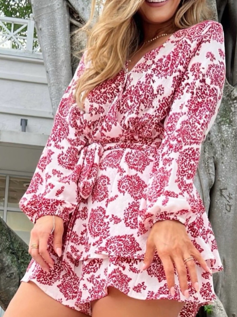 Red and white Short Romper